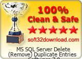 MS SQL Server Delete (Remove) Duplicate Entries Software 7.0 Clean & Safe award